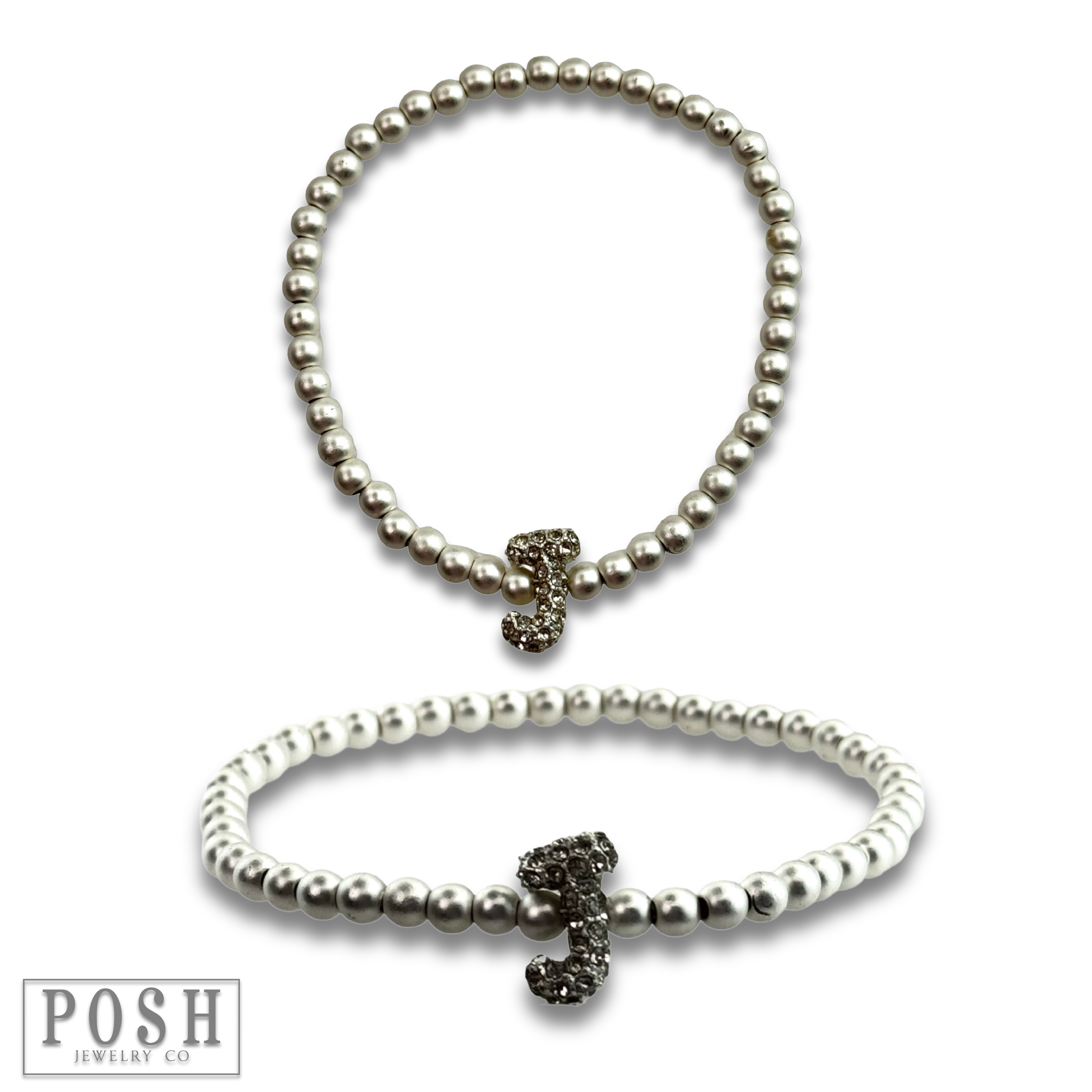 Pink Panache Brands - Wholesale Beaded Bracelet - Bead bracelet with rhinestone inital13