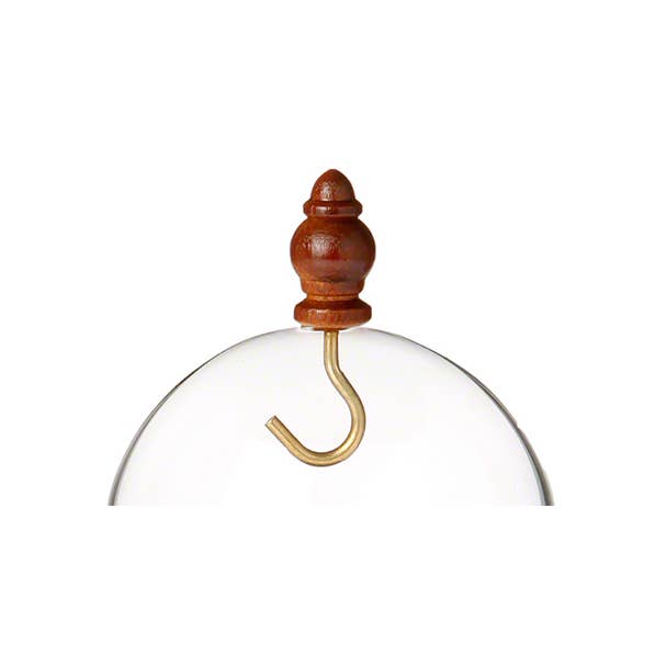 Support décoratif en noyer Bard's avec crochet doré pour dôme en verre pour la vente par Bard's