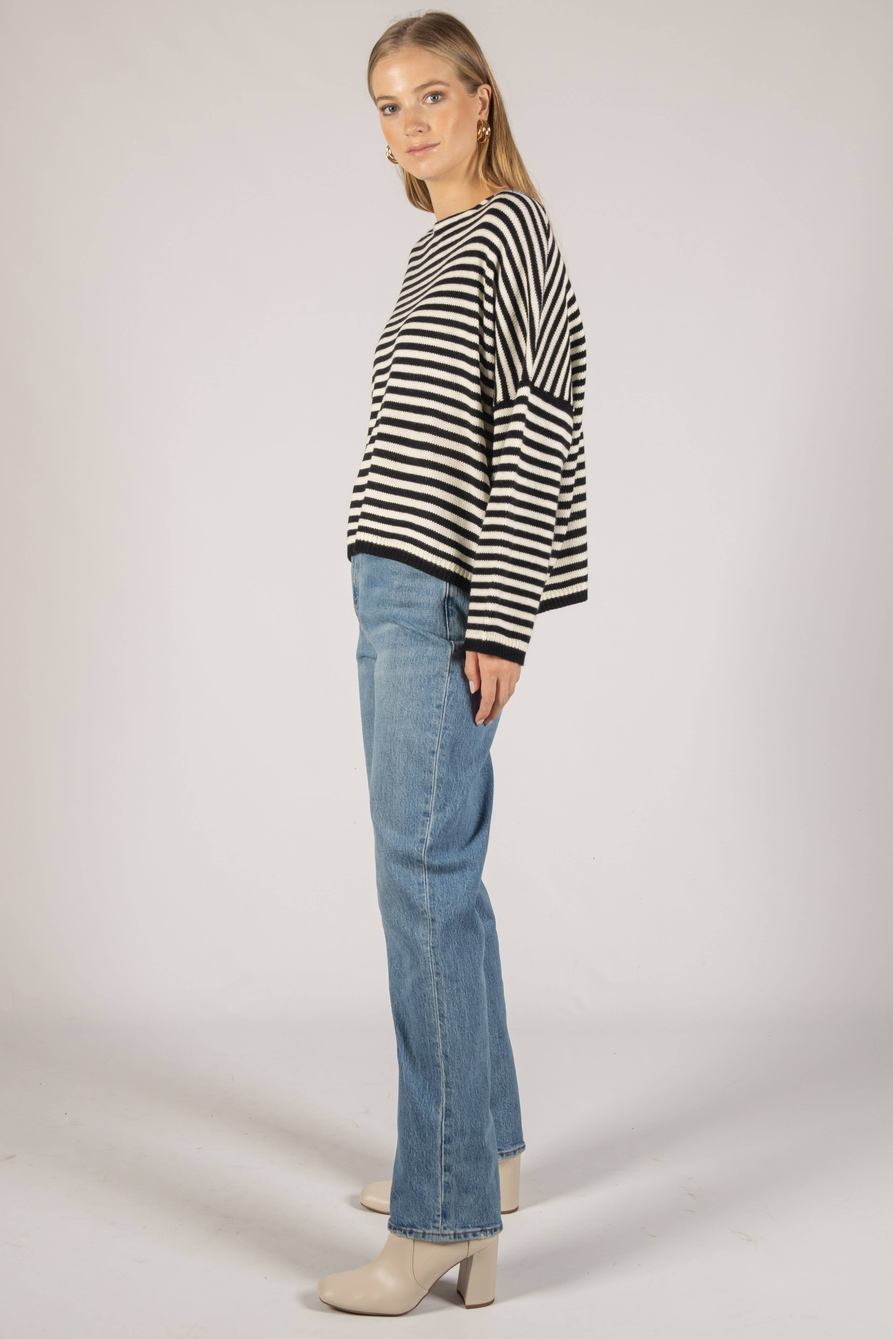 Before You Collection - Wholesale Knit Sweater - Women's - Striped T-Body Sweater34