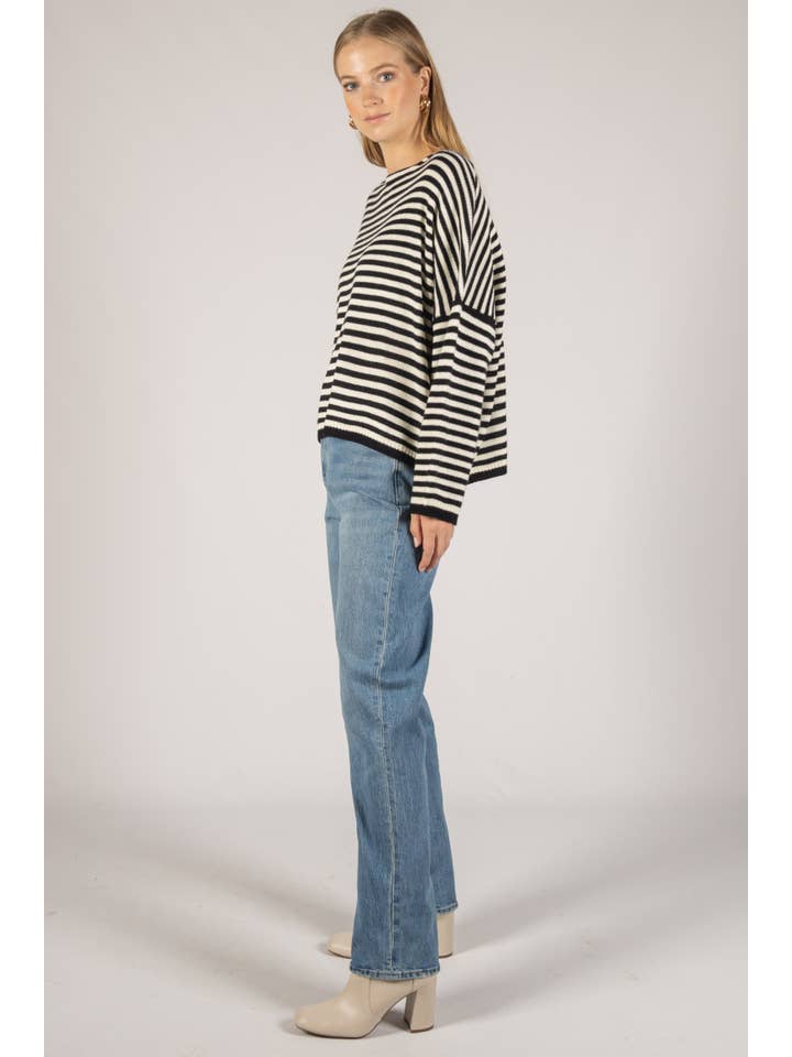 Before You Collection - Wholesale Knit Sweater - Women's - Striped T-Body Sweater34