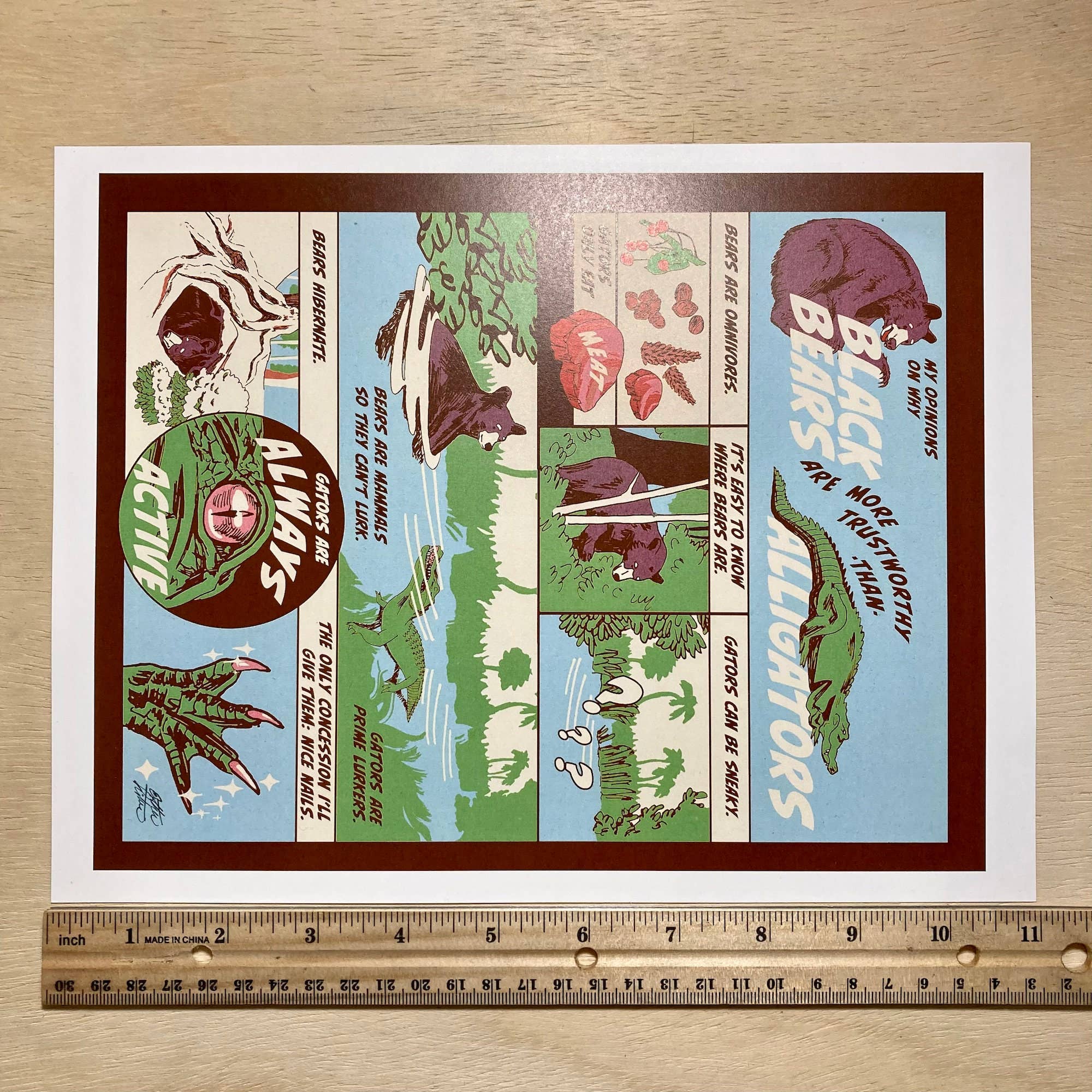 Esther Sketch - Wholesale Art Print - Gator vs Bear Animal Comic Print 8.5"x11"7