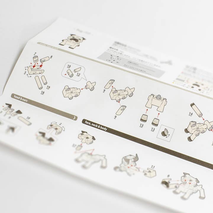 Magnote - Wholesale DIY Craft Kit - PIPEROID animals Dogs Pug - paper craft kit from Japan