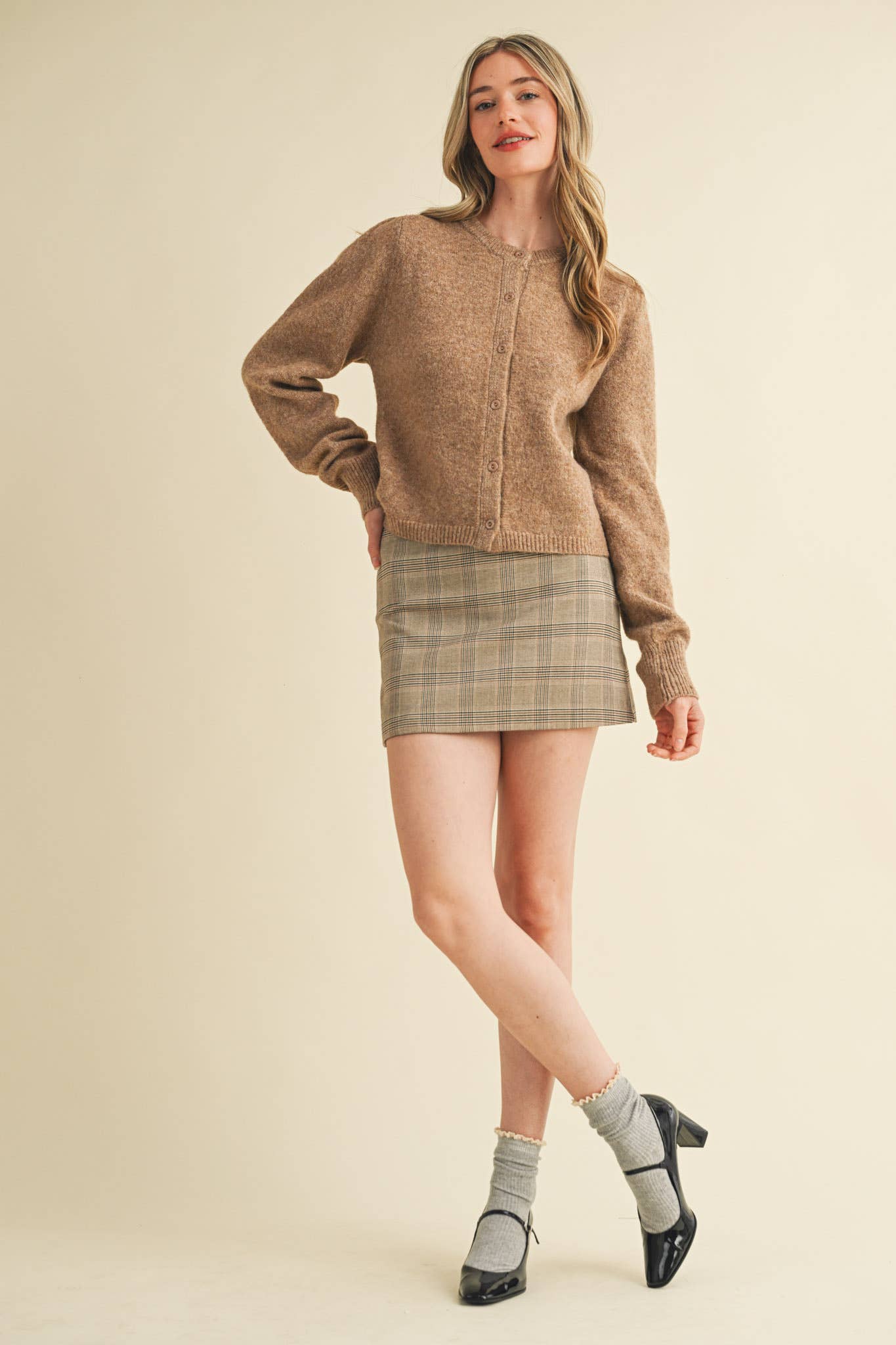 &MERCI - Wholesale Cardigan - Women's - LONG PUFF SLEEVE SWEATER CARDIGAN MSW1101842