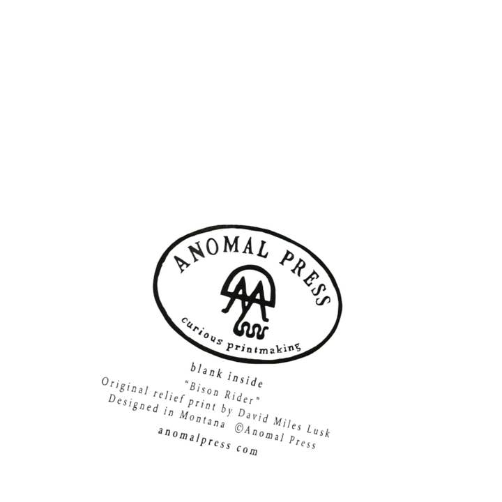 Anomal Press - Wholesale Everyday Greeting Card - Bison Rider linocut relief print card4