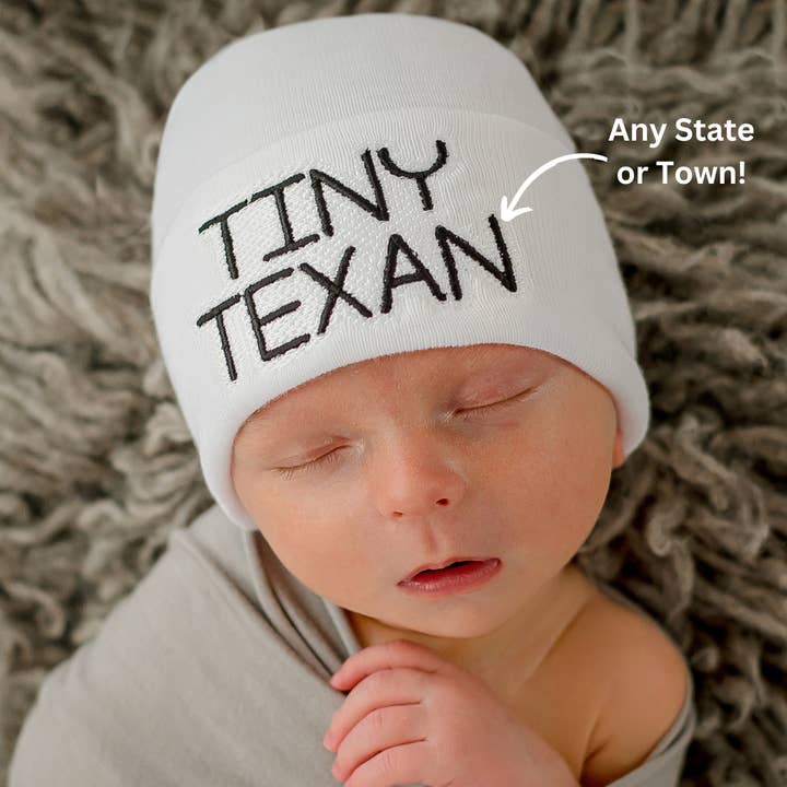 Petit chapeau d'hôpital texan (ou n'importe quel état ou ville) pour bébés pour la vente par www.ilybean.com