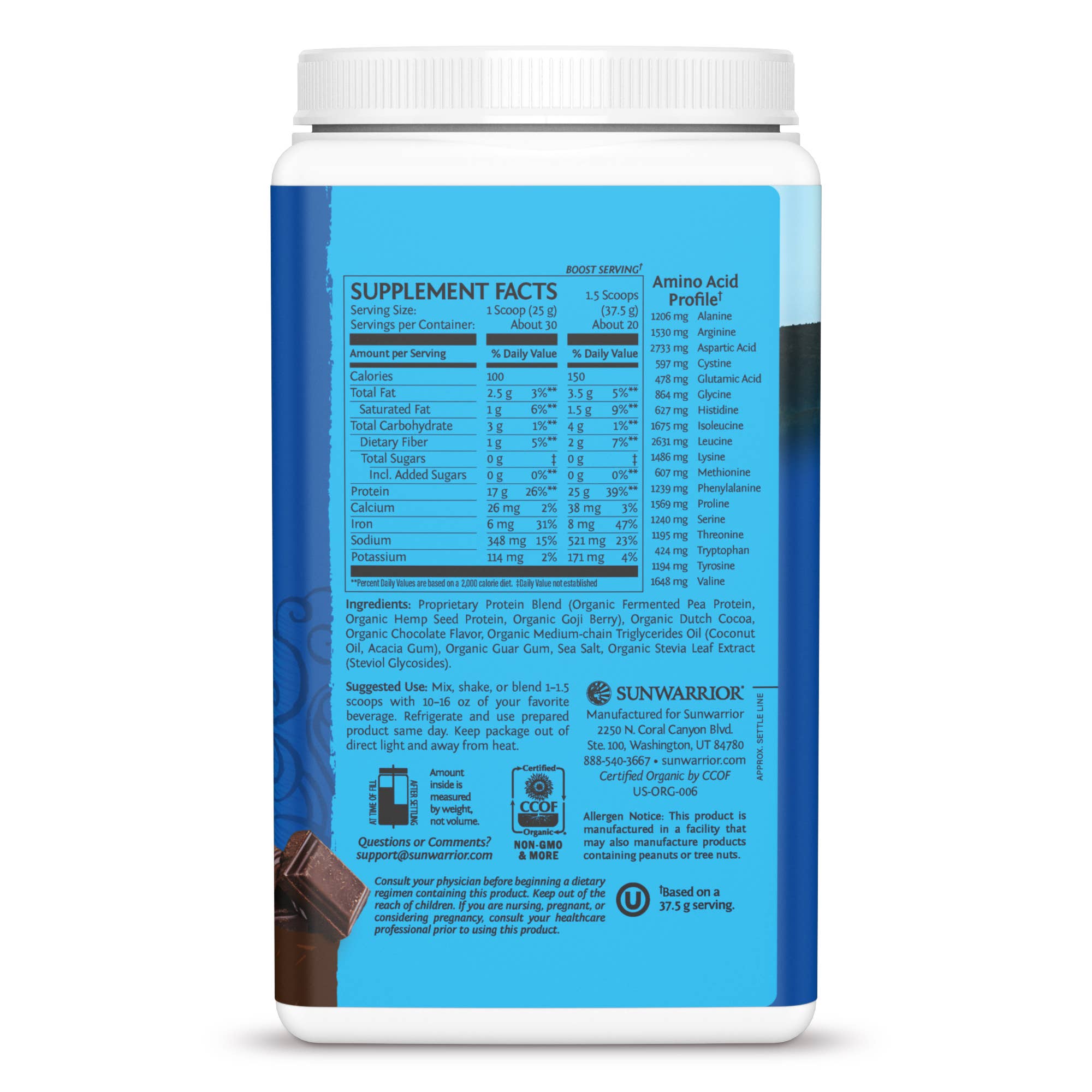 Sunwarrior - Wholesale Protein/Superfood Powder - Warrior Blend Chocolate Protein - Pea Protein Powder3