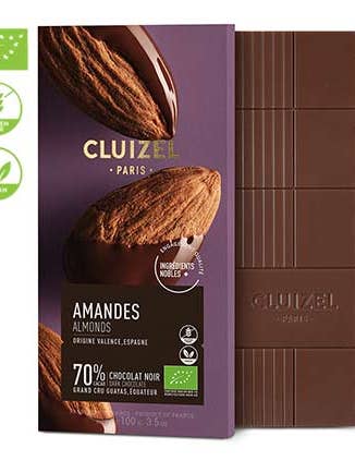 Almond Chocolate Bar, 70% for wholesale by Cluizel USA