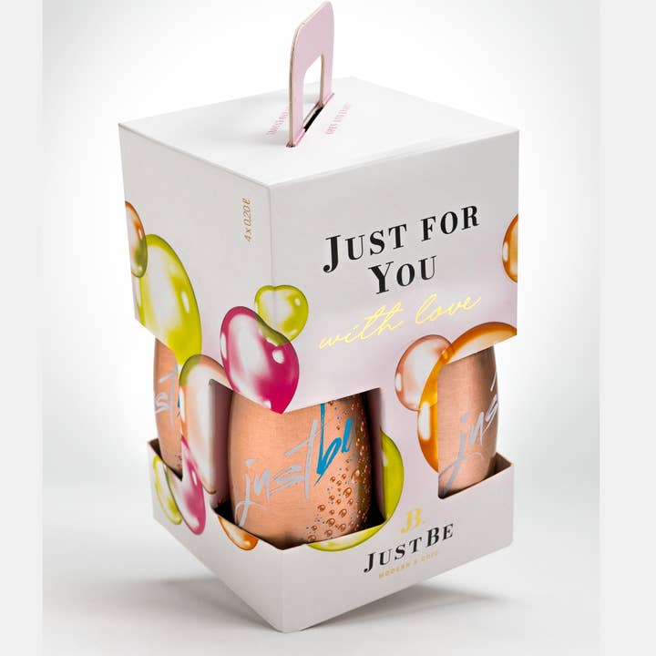 Justbe modern wine drinks - Wholesale Non-Alcoholic Aperitif/Mocktail - JustBe Rosé 🆓 non-alcoholic - gift set of 4 in white