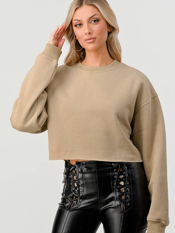 FRENCH TERRY FLEECE BINNENKANT TOP MET RONDE HALS - ST311343 (kopie) (kopie) (kopie) voor wholesale door STYLE RACK