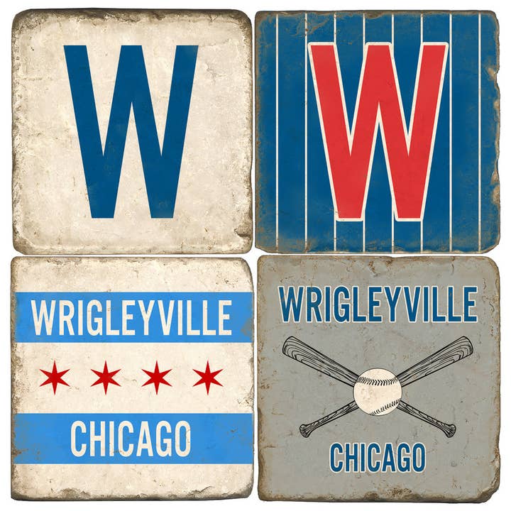 Wrigleyville - Set di 4 sottobicchieri in marmo burattato per la vendita all'ingrosso da parte di Studio Vertu