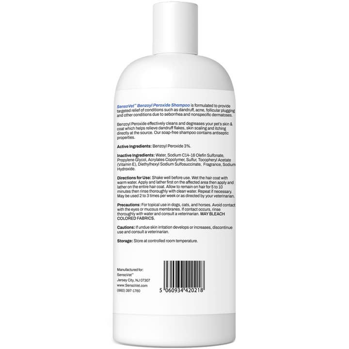 SensoVet - Wholesale Pet Shampoo - Dog - Benzoyl Peroxide Shampoo for Dogs & Cats - 12oz6