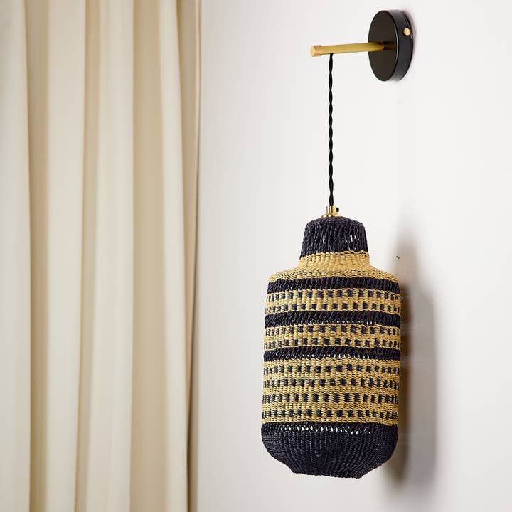 Dots Wall Lamp | Handwoven Straw Lighting for wholesale by GOLDEN EDITIONS