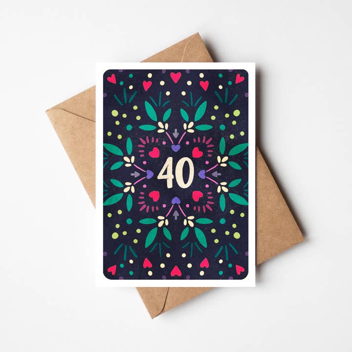 Compleanno, 40 anni, biglietto di auguri per la vendita all'ingrosso da parte di Cake and Crayons