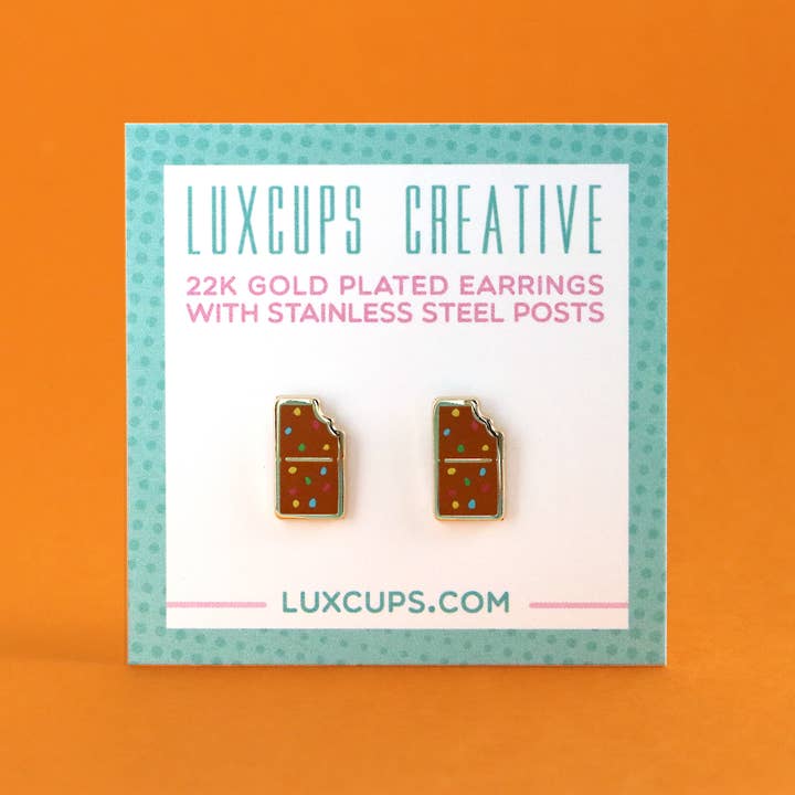 LuxCups Creative - Wholesale Stud/Post Earrings - Cosmic Brownie Earrings7