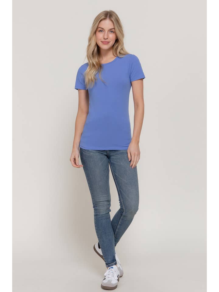 Active Basic | Active USA - Vente T-shirt – femme - Top en jersey de coton et élasthanne à manches courtes et col rond63