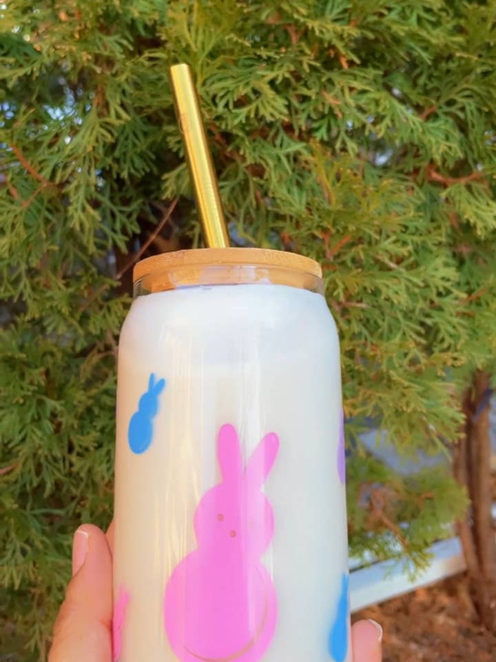 Bunny beer glass can / glass cup for wholesale by Pink pretty designs