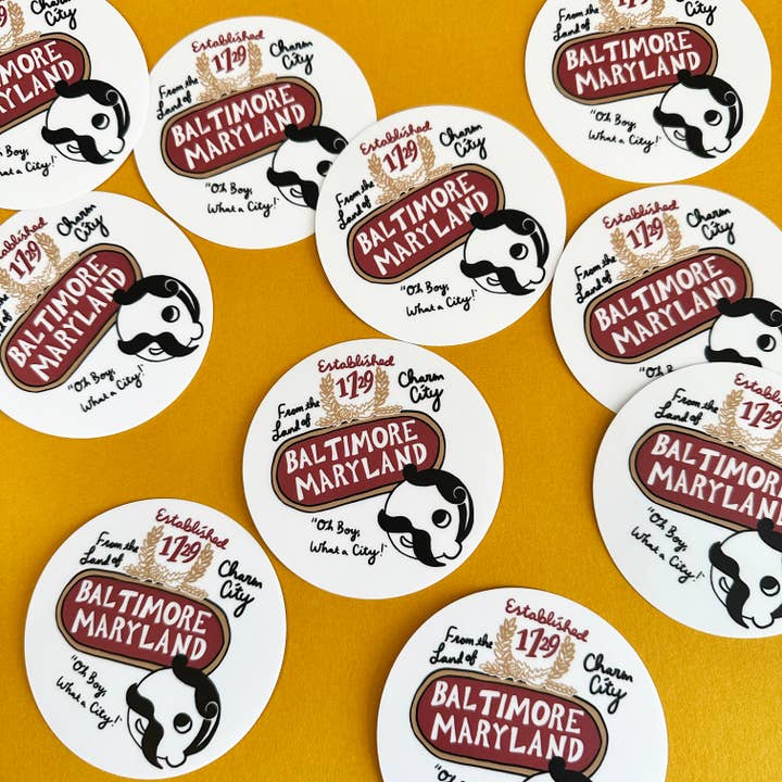Autocollant Rond de Bière Natty Boh de Baltimore Souvenir du Maryland pour la vente par Made by Nilina