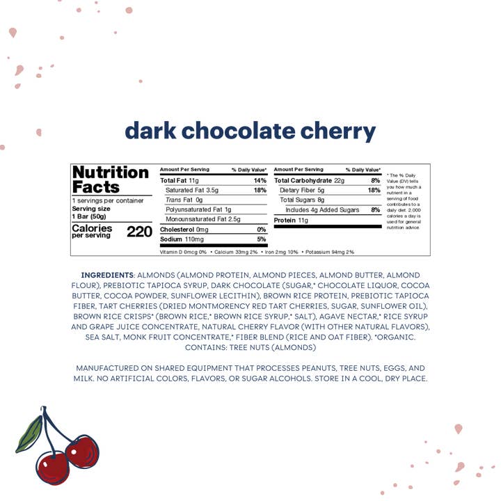 Zing - Wholesale Snack Bar - Dark Chocolate Cherry Nutrition Bars - 12ct Box2