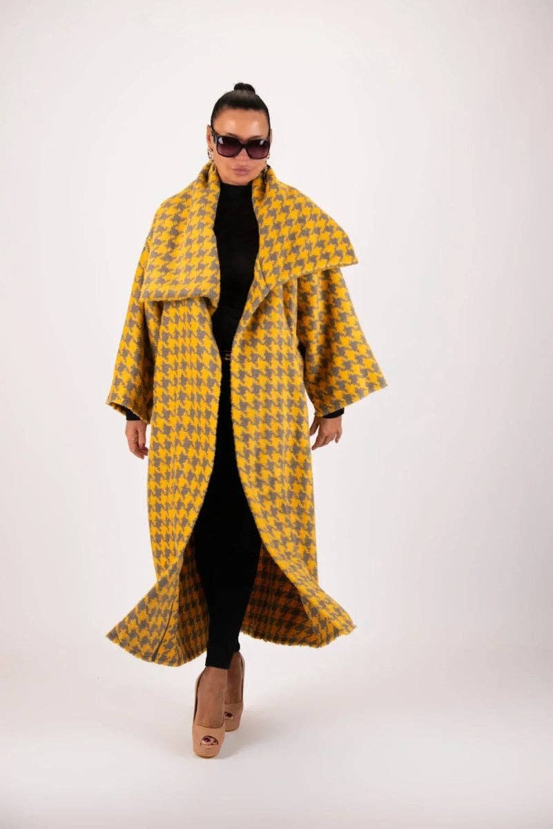 Jaune Manteau d'hiver pied-de-poule OFELIA en vente sur Faire7