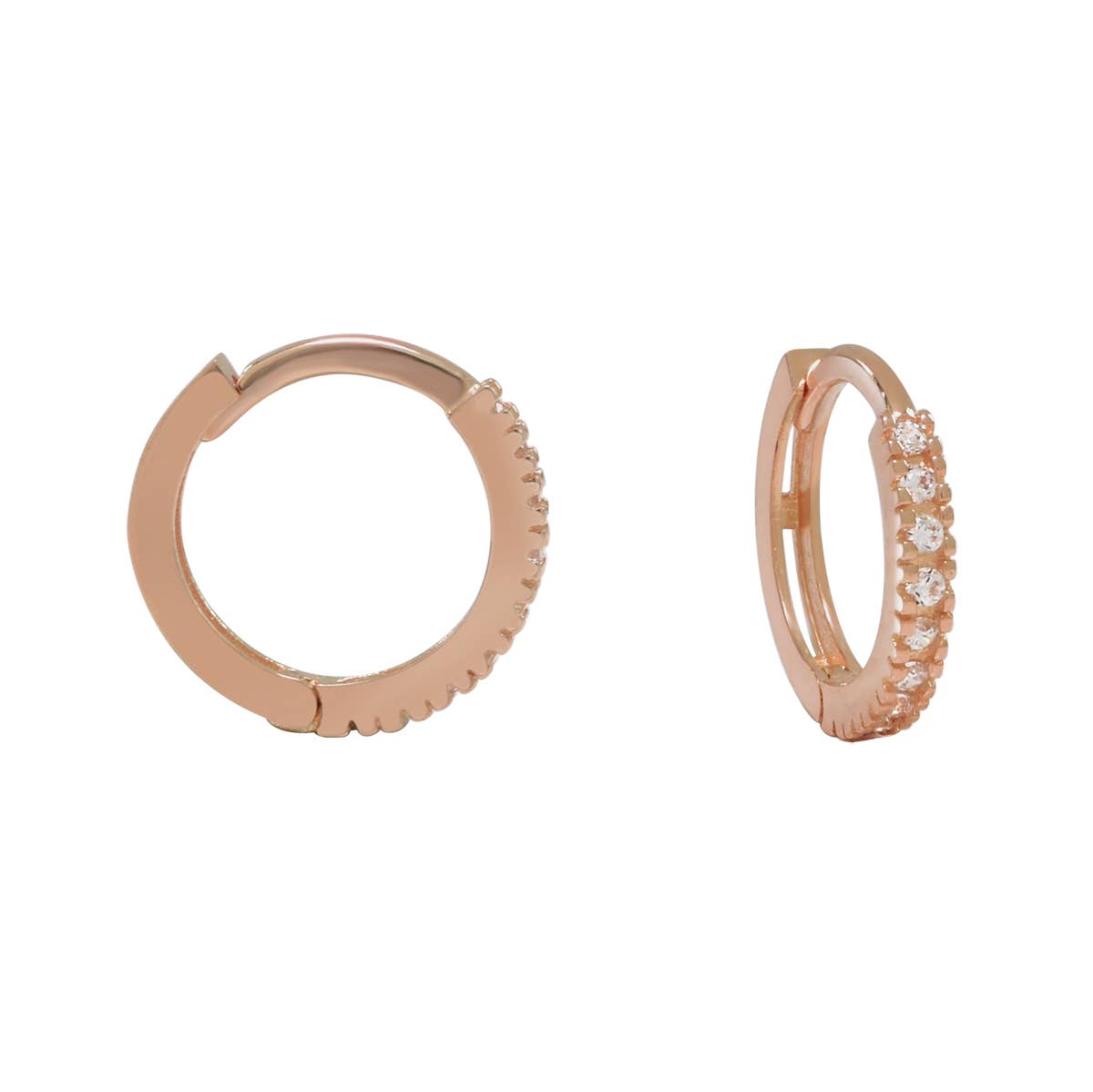Ofina Jewelry - Wholesale Huggie Earrings - 10k Solid Gold CZ Textured Channel Huggie2