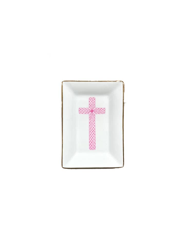 Tabuleiro de Bugigangas Cruz Rosa do Dia dos Namorados por atacado de The French Bee & Co