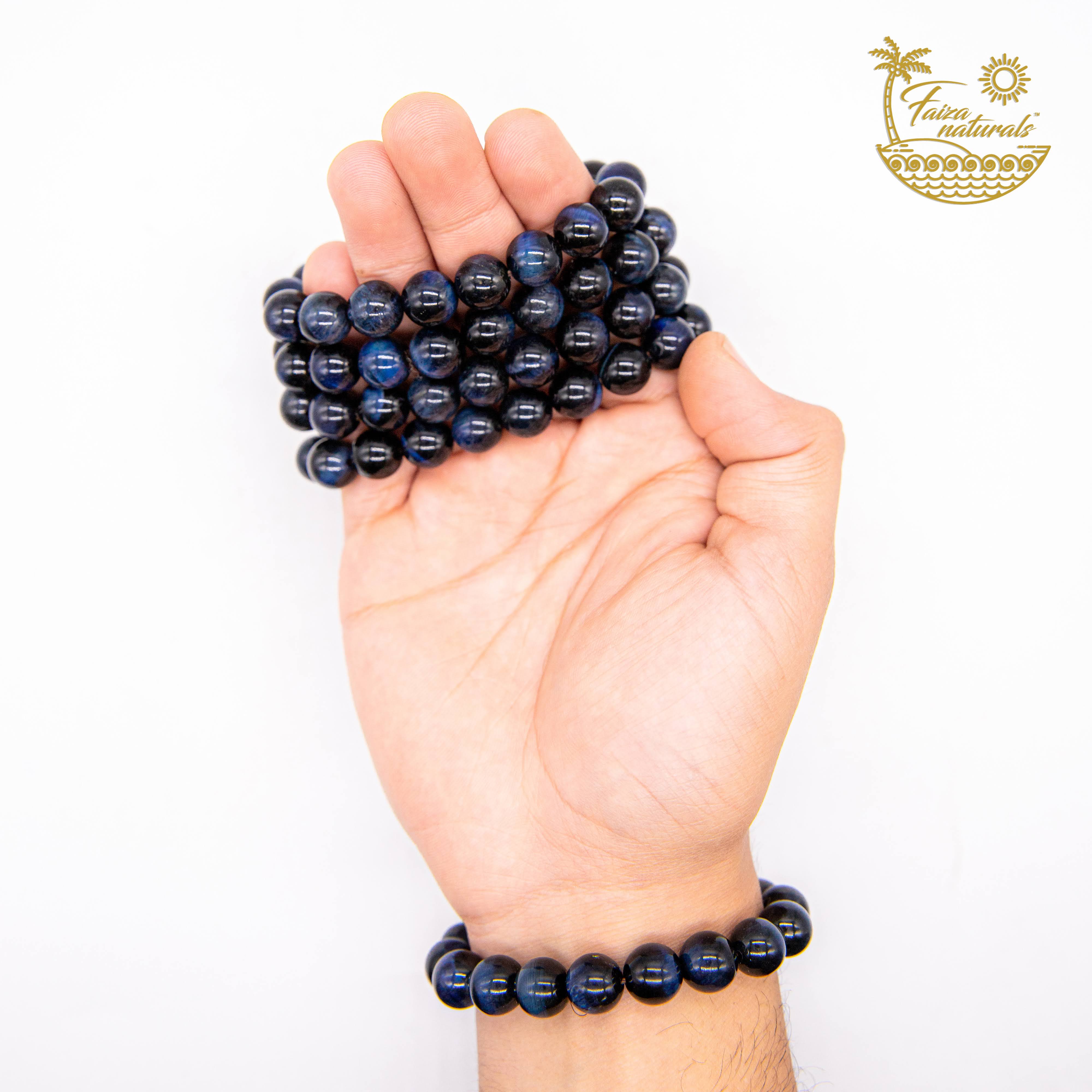 Faiza Naturals - Wholesale Beaded Bracelet - Blue Tiger Eye Crystal Bracelets RARE5