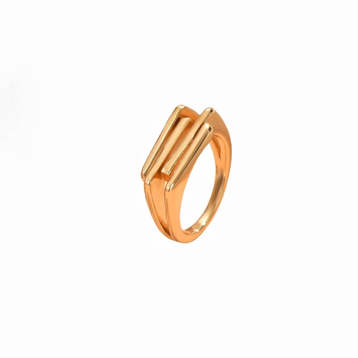 Lily Clothing - Wholesale Band/Stacked Ring - TEMPERAMENT SMOOTH GEOMETRIC THREE-LAYER RING0