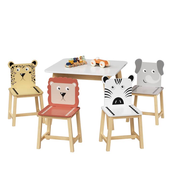 39F Inc. - Wholesale Chair - Kids - Kids Table and Chair Set with Cartoon Animal Backs, 5-Piece15