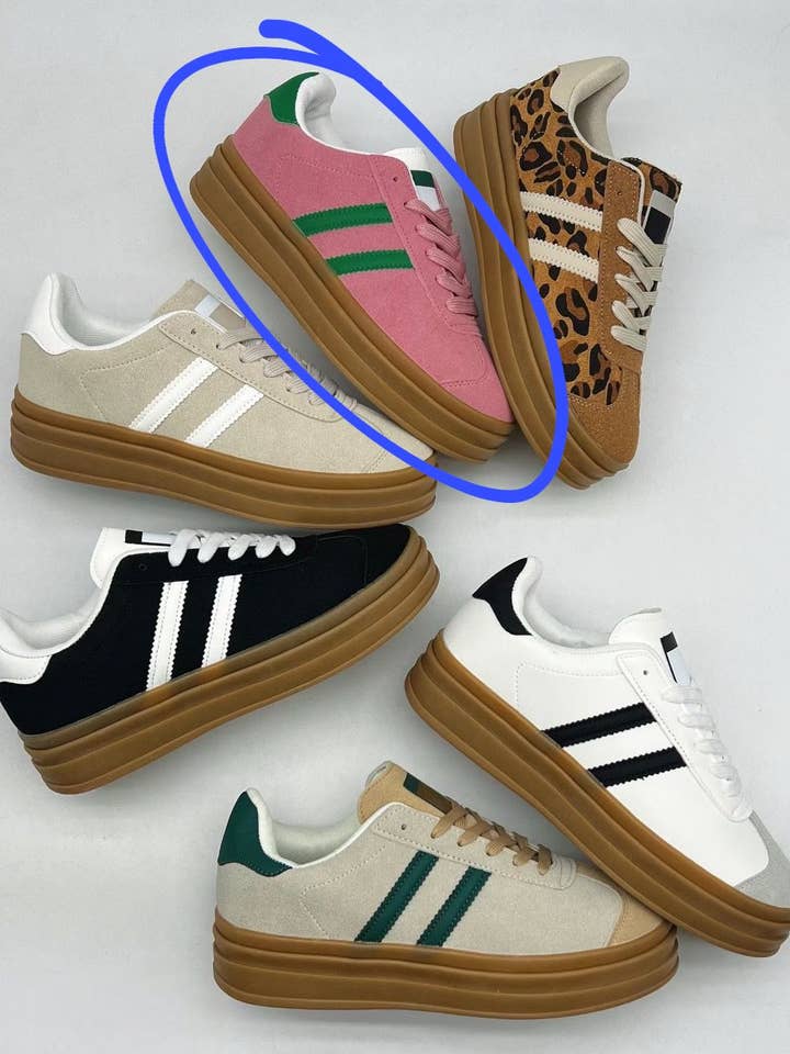No Doubt Shoes - Vente Baskets tendance – femme - BASKETS ÉPAISSES FAUSSES POUR FEMMES À SEMELLE GOMME CONTRASTÉE À DOUBLE RAYURE