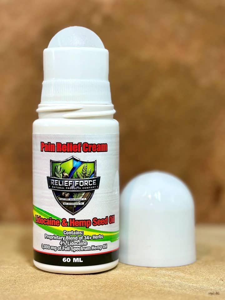 Relief Force 4% Lidocaine & Hemp Seed Oil 2oz Roll On for wholesale by Natures Light