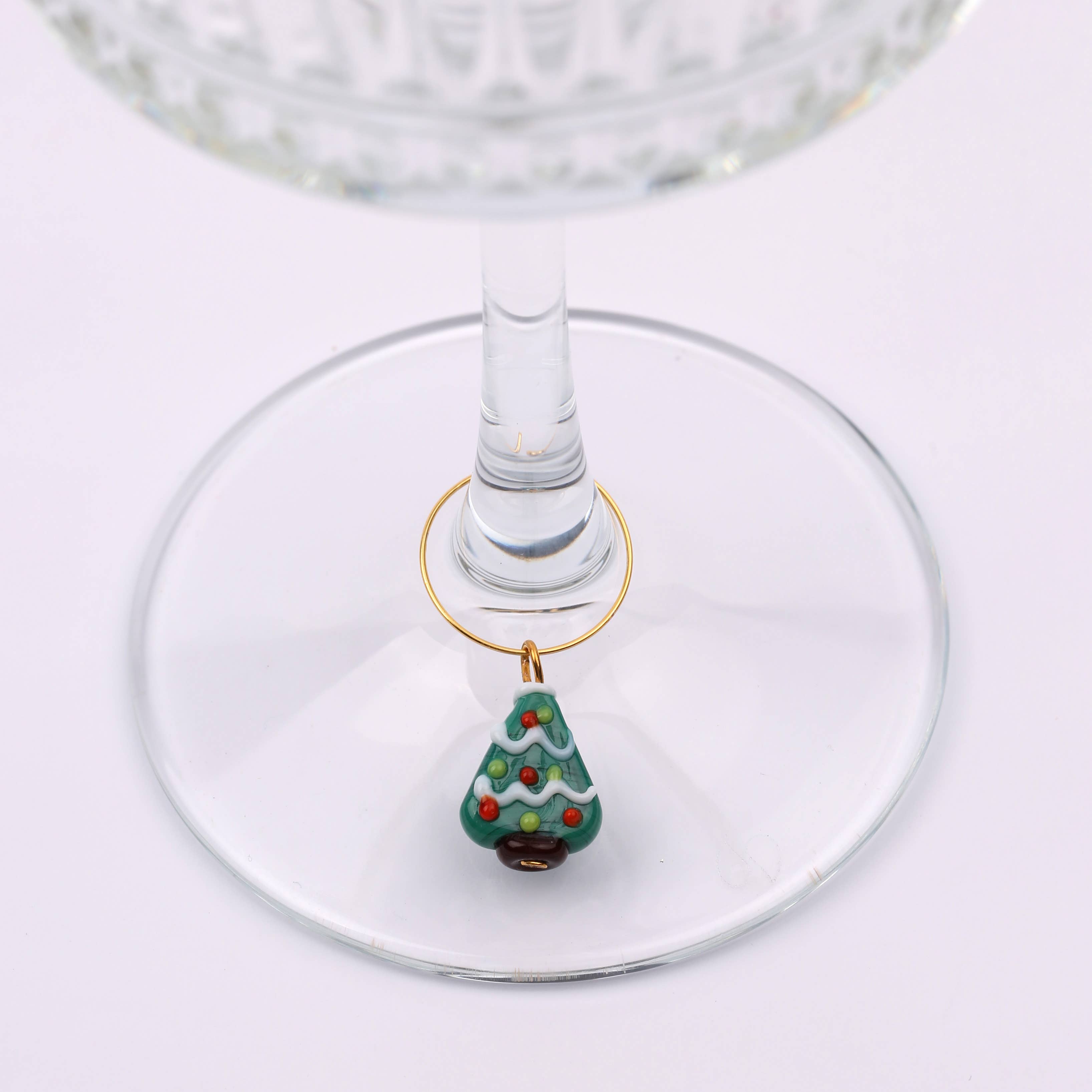 Adamodart - Venta al por mayor Charms de vino - Adorno de vidrio para copa de vino navideño, decoración para mesa de fiesta8
