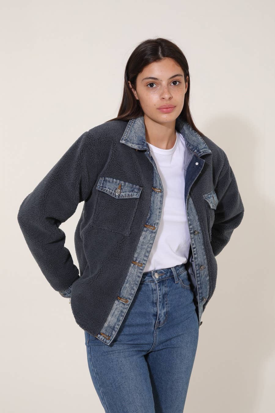 Attrait Paris – wholesale Päls/fuskpäls - Dam – Jeanrock med kort päls i bi-material16