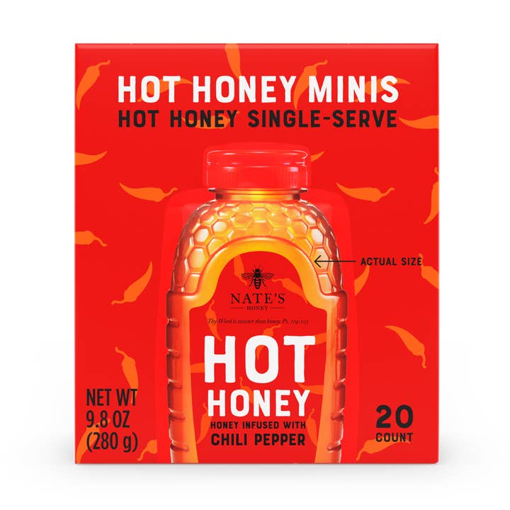 Nature Nate's HOT Honey Minis, 20ct Box for wholesale by Nate's Honey