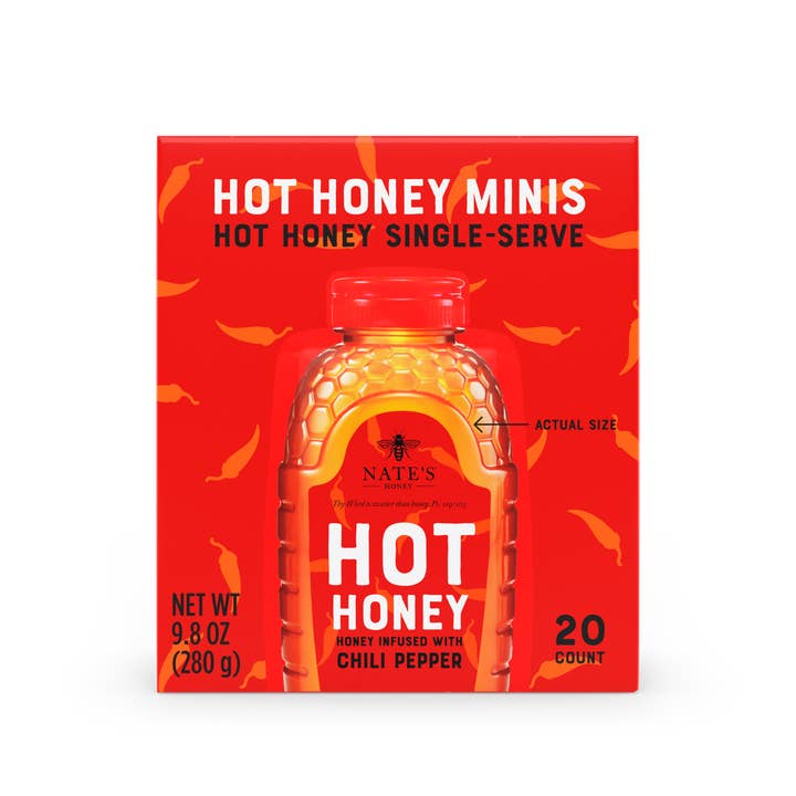 Nature Nate's HOT Honey Minis, 20ct Box for wholesale by Nate's Honey