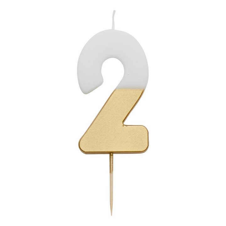Talking Tables USA - Wholesale Cake Candle - White & Gold Birthday Number Candles | 0-9 | Single |2