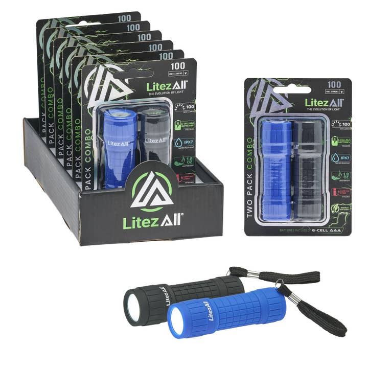 LitezAll Rubber Coated Pocket Flashlight 2 Pack for wholesale by LitezAll