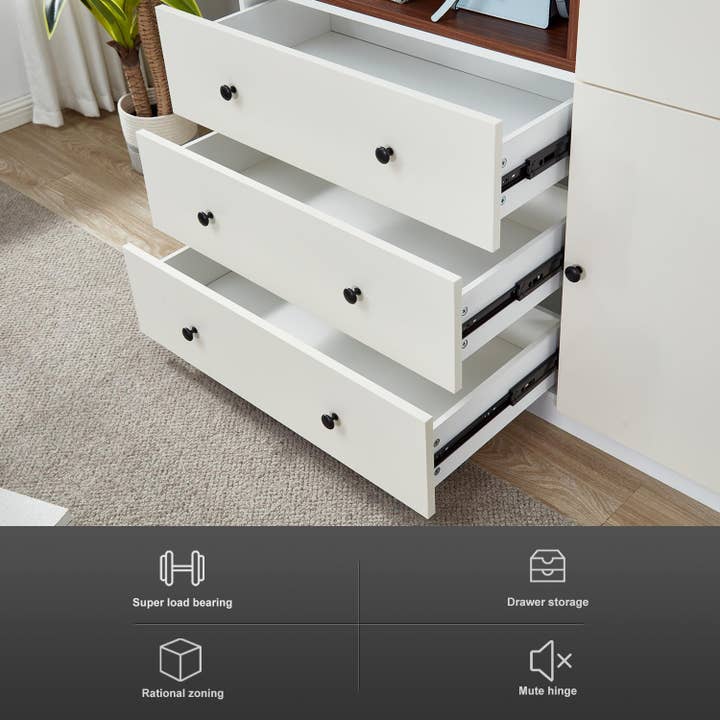 Livelylodge - Wholesale Cabinet - 3-Door Armoire Wardrobe Closet, Wooden 3 Drawers White color