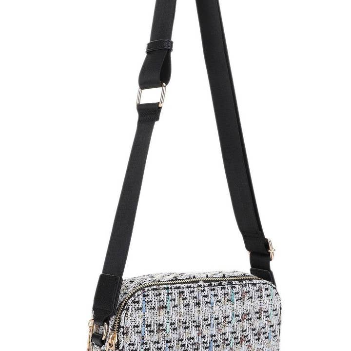 MiMi Wholesale - Wholesale Crossbody Bag - Women's - Graciela Tweed Double Zip Women's Crossbody Bag