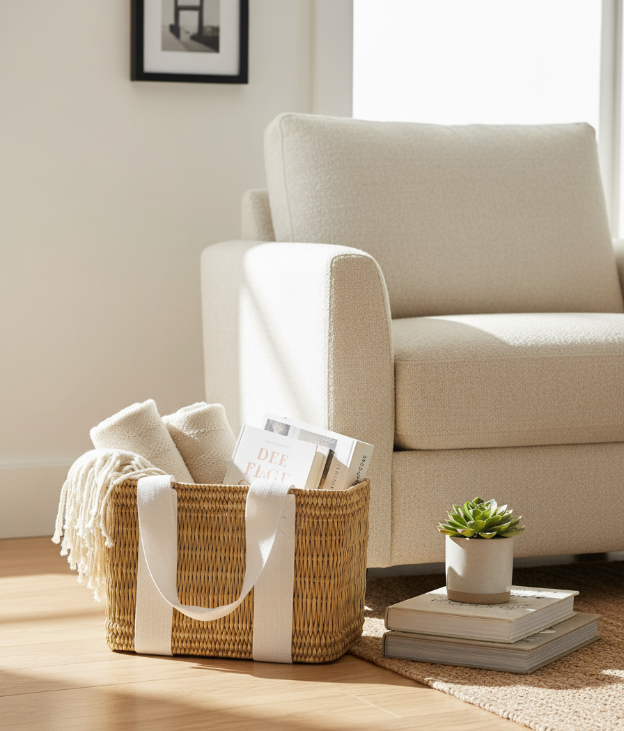 High crafty - Wholesale Beach Bag - Rattan Basket Bag – Handmade Natural Rattan Tote with Black 3