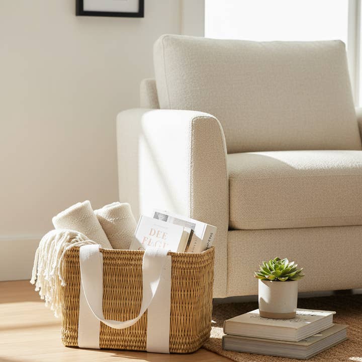 High crafty - Wholesale Beach Bag - Rattan Basket Bag – Handmade Natural Rattan Tote with Black 3