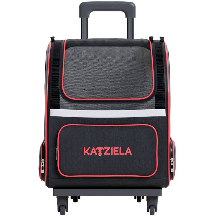 Katziela - Wholesale Pet Carrier - Cat/Dog - Hybrid Adventurer Pet Backpack With Wheels - Red6
