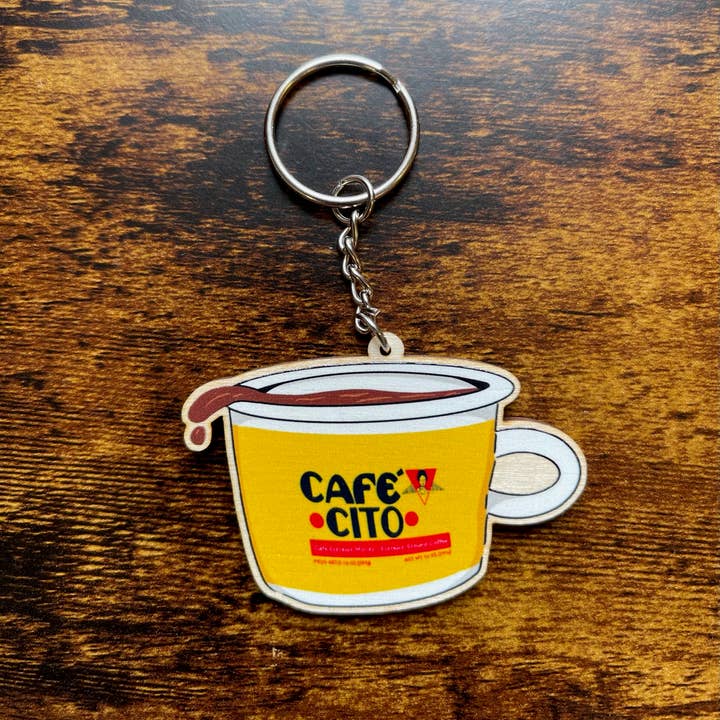 Fanesha Fabre – wholesale Keychain – Unisex – Cafecito Wooden Keychain – Bustelo Inspired Coffee Cup Charm