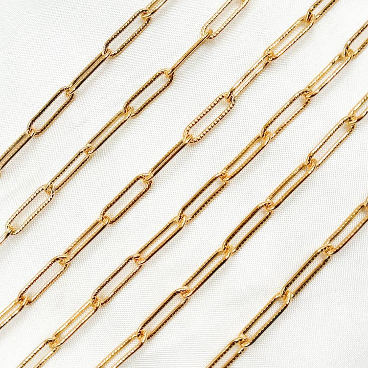 4002LGF. 14K Gold Filled Hammered Paperclip Chain for wholesale by Tresor Jewelry Inc.