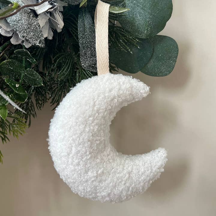 Edie & Joe - Wholesale Ornament - Bouclé Moon Bauble Decoration