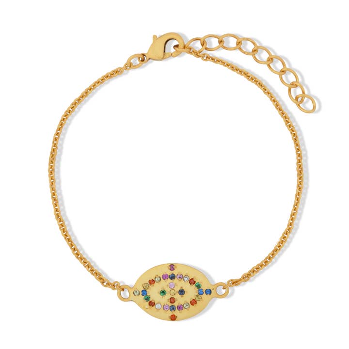 Ashiana London – Großhandel Armband mit Charms/Anhängern – Demi Regenbogen Kristall Goldarmband