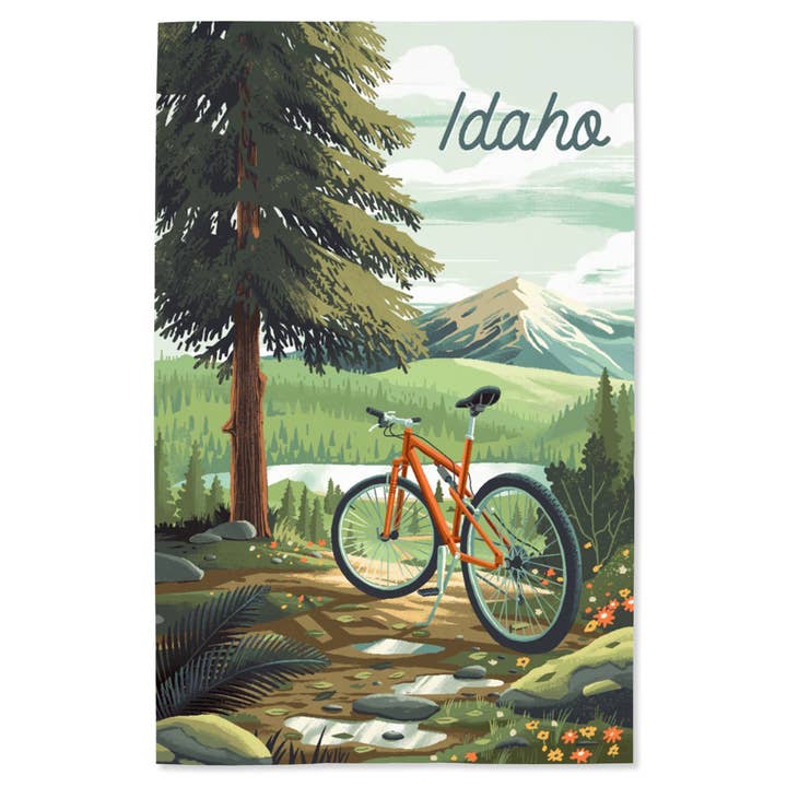 GICLEE PRINT Idaho Off To Wonder Cycling with Mountains for wholesale by Lantern Press