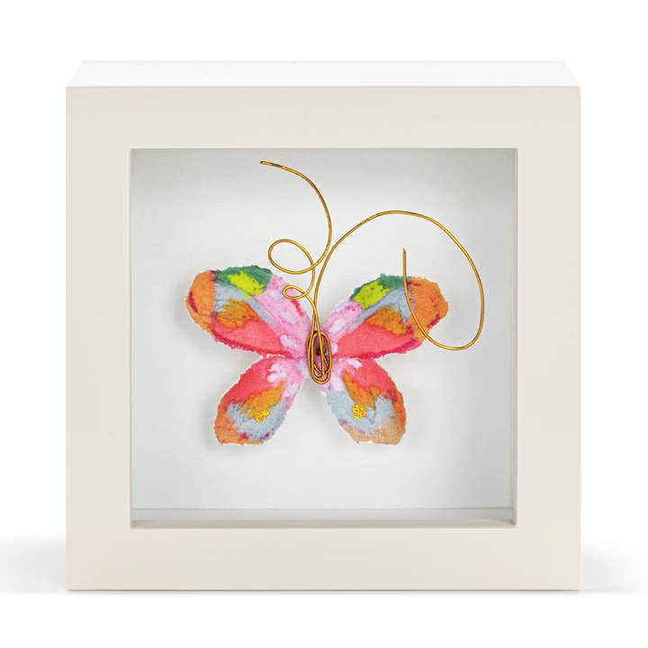Living Boldly Pink Multi Butterfly Shadow Box - 4in for wholesale by DEMDACO