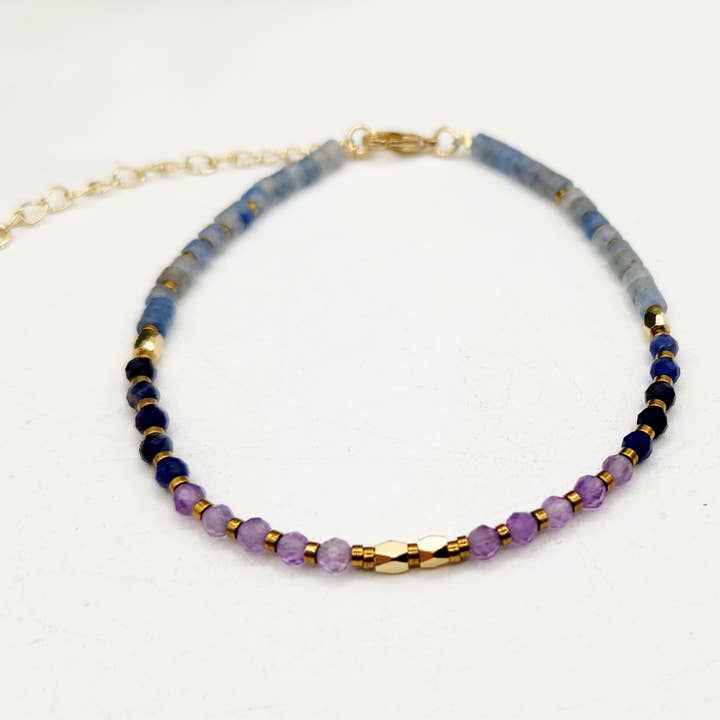 Meraki Gemstones - Wholesale Beaded Bracelet - ANXIETY SUPPORT-Amethyst/Sodalite/Blue Aventurine -Bracelet 5