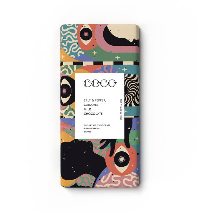 Salt & Pepper Caramel Milk Chocolate Bar 80g (Pack of 12) for wholesale by COCO Chocolatier