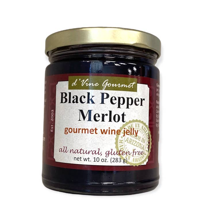 d'Vine Gourmet - Wholesale Jam/Jelly - Black Pepper Merlot Wine Jelly 10oz